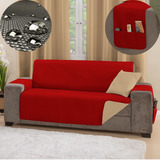 Manta Para Sofa Retratil Grande Impermeavel Com Porta Objeto Cor Vermelho/cáqui Liso