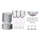 Set Vajilla Vidrio Completo 37 Piezas Platos Vasos Rigolleau