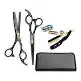 Set 2 Tijeras Barberia Profesioanal + Kit Navaja Con 20 Hoja