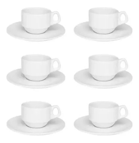 4 Xícara P/ Sublimação Oxford Porcelana Empilhavel 75ml