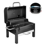 Novangua K10139 Asadores De Carbón Portátil De 51 * 34cm Gran Área De Parrilla Con Termómetro Cenicero Extraíble Parrilla Para Barbacoa Acero Recubrimiento De Esmalte Porcelanizado Negro