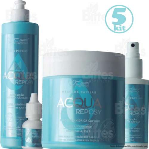 5 Kit Acqua Suave Reposy Fragrance Tratamento Atacado