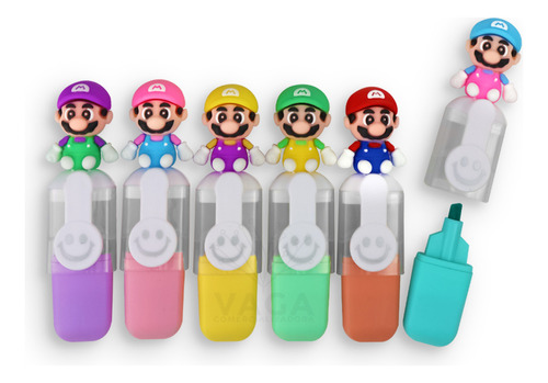 6 Marcadores Super Mario Colores Pastel 