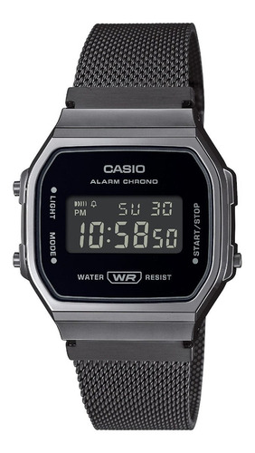 Reloj Casio Vintage A168wemb-1b Unisex Original E-watch Color De La Correa Negro Color Del Bisel Gris Oscuro Color Del Fondo Negro