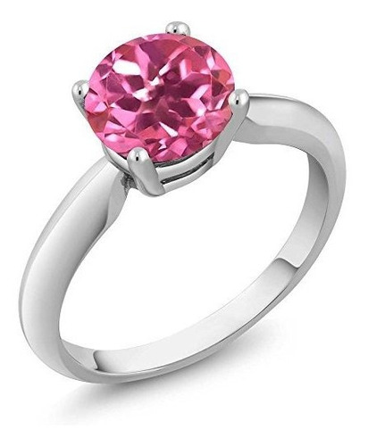 Anillo De La Piedra De Gema Rey 925 Rosa De La Plata Esterli