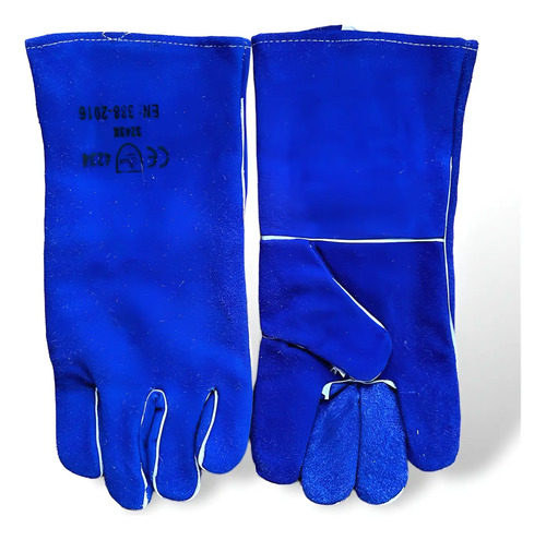 Par Guantes Carnaza Soldador Con Hilo Kevlar Forro Algodón