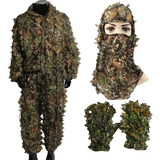 Kit Roupa Completa Camuflada Folha Ghillie 3d Caça Sniper