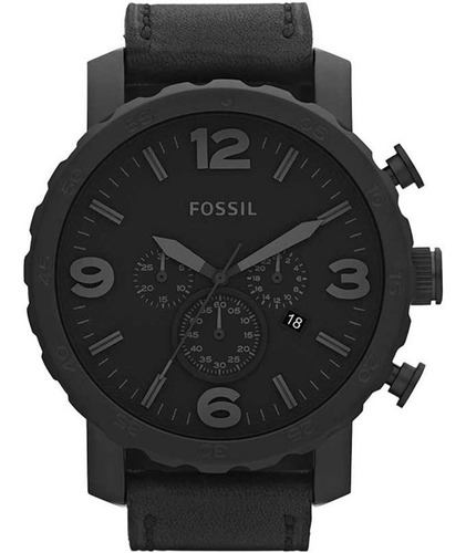 Relógio Fossil Jr1354 Black Nate Couro Masculino