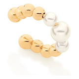 Brinco Piercing Pérolas E Esferas 1un Rommanel Ana Hickman Cor Dourado/branco