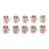 10 Piezas De Porcelana Cerámica Perlas Gato Maneki Neko