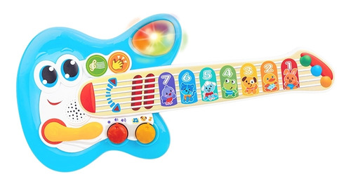 Guitarra Electrónica Táctil Bebé C/notas Sonido Luz Winfun Color Celeste