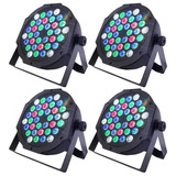 Kit 4 Refletor Par64 Led 36 Leds Cree 3w Rgbw Dmx Dj Strobo