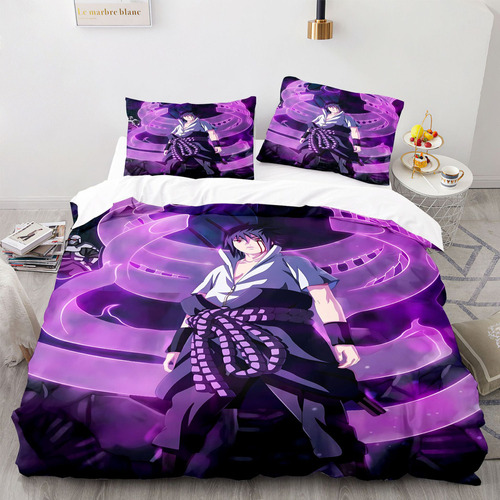 Ropa De Cama Individual Sasuke Uchiha Anime Naruto, 3 Piezas