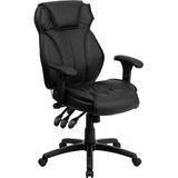 Silla Giratoria Ejecutiva Multifunción De Cuero Negro