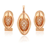 Juego Dije Aretes Oro 18k Lam Grecas Calidad Premium Mujer