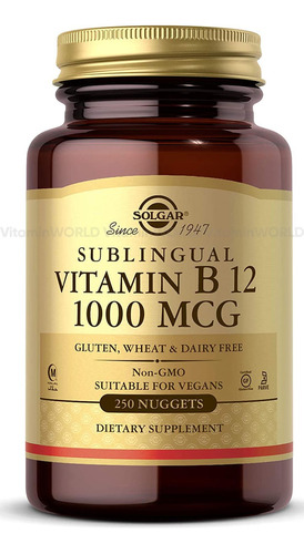 Vitamina B12 Cianocobalamina 1000 Mcg Sublingual 250 Nuggets