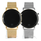 Kit Relógio Feminino Digital Led Dourado Prata Luxo Casual