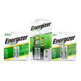 Combo Cargador Maxi+ Pilas Aa Aaa Recargables Energizer