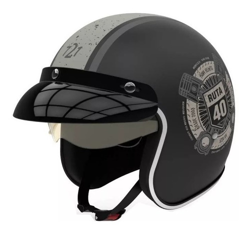 Casco Abiero Hawk 721 Ruta 40 Negro Mate Cafe  Vintage Rpm® 