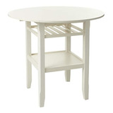 Mesa Auxiliar Plegable Con Estante De Madera Color Blanco.