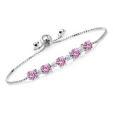 Gem Stone King Pulsera De Tenis De Plata De Ley 925 De Creac