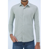 Camisa Masculina Manga Longa Casual Slim Ogochi Listrada 