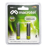 Pack 2 Pilas Recargables Aaa Macrotel 1000mha