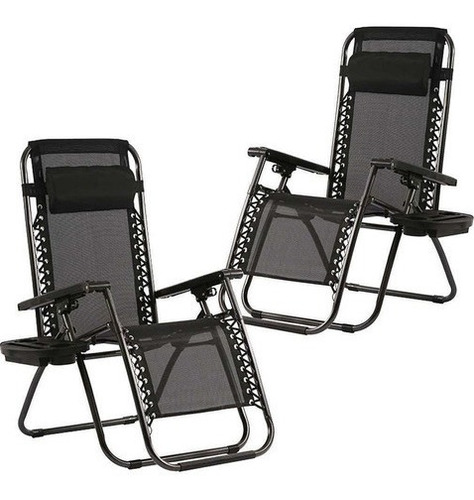 Set De 2 Sillas Plegables Reclinables Con Almohada Para