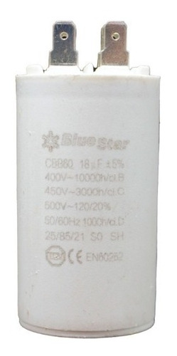 Capacitor De Marcha 18uf Microfaradios 450v 50/60hz Bluestar