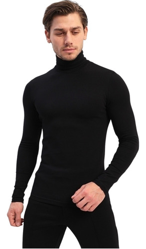 Cacharrel Blusa Algodão Masculina Canelada Gola Alta