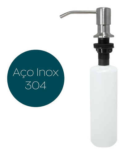 Dispenser Aço Inox Escovado Dosador Detergente 300ml Inox