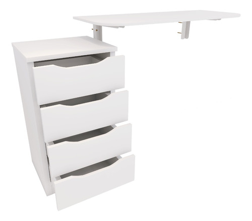 Mesa Dobrável De Parede Articulada Mdf 90x40cm +  Gaveteiro