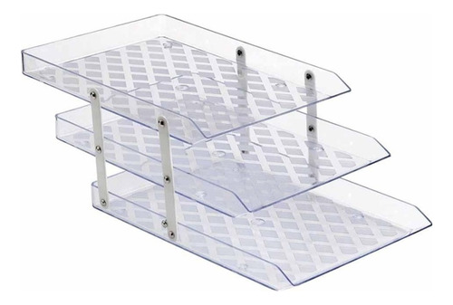 Organizador De Papel, Material De Mesa Tripla Movel Cristal 