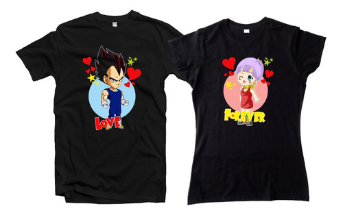 Playeras Vegeta Bulma Dragon Ball Pareja Novios Duo 2 Piezas