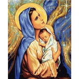 Kit De Pintura 5d Con Diamantes Virgen Maria Y Nino Jesus