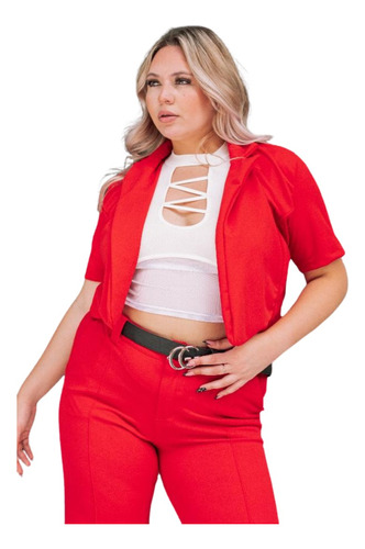 Blazer Corto Verano Sastrero Mujer Talles Grandes Especiales