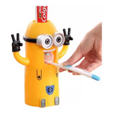 Dispensador De Crema Dental Con Porta Cepillos Minions Niños