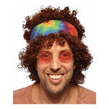 Peluca Afro-hippie Con Bandana De Teñido Anudado, Color 