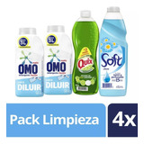 Pack Omo Detergente Líquido 2un 500ml+soft 1l+quix 750m