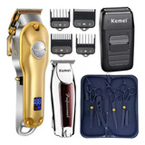 Kit 3 Tesouras Profissional Barbeiro Cabelo Máquina Corte Km