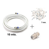 Cable Rg6 Tv Cable (10 Mts) + Copla + Grampas