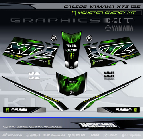 Calcos Yamaha Xtz 125 - Monster Kit - Insignia Calcos