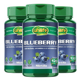 Kit 3 Blueberry Antioxidante Unilife - 120 Cápsulas 550mg