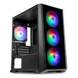 Gabinete Gamer Mancer Ward Rainbow Lateral Vidro 4 Fans Rgb