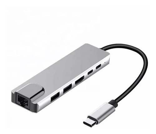 Hub Adaptador Usb Tipo C 6 Em 1 Hdmi 4k Comp Macbook Pro/air