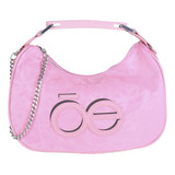 Bolsa Hobo Cloe Para Mujer Textil Asa Corta De Rubber Color Rosa