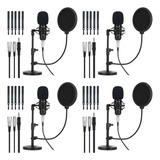 Paquete De 4 Microfonos De Condensador Xlr, Kit De Microfono