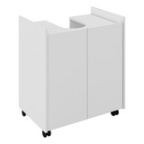 Master Mix Shop Gabinete Para Banheiro Pia De Coluna Com Porta E Rodinhas Cor Branco