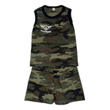 Juego Playera Con Short Niño Resaque Militar Tallas Ch,m,g 