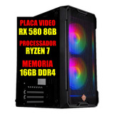 Pc Gamer Ddr4 Ryzen 7 / Placa Rx 580 8gb / 16g Ram / Ssd 480